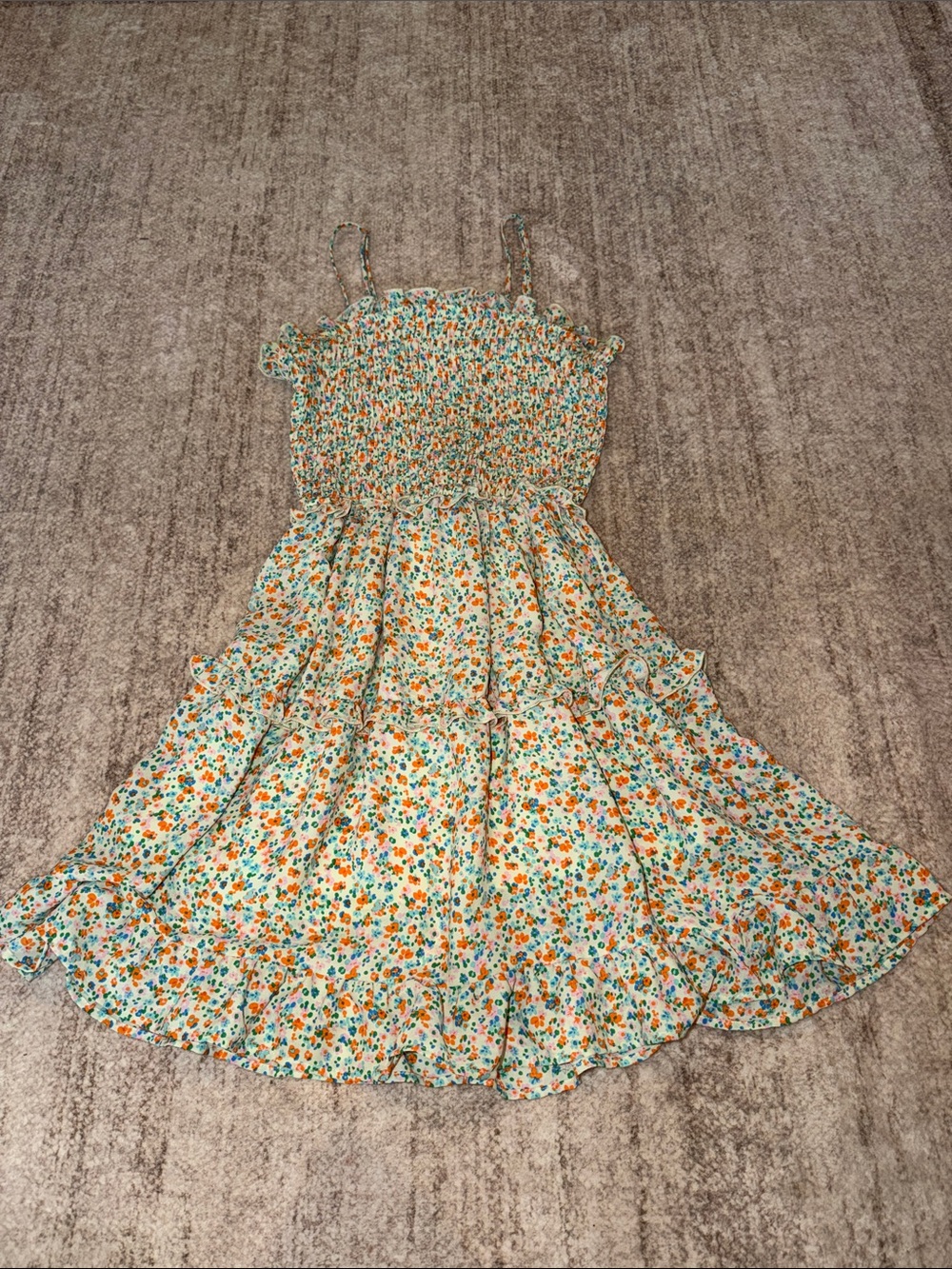 Jessica Simpson White Mini Dress with Orange and Teal Floral Print